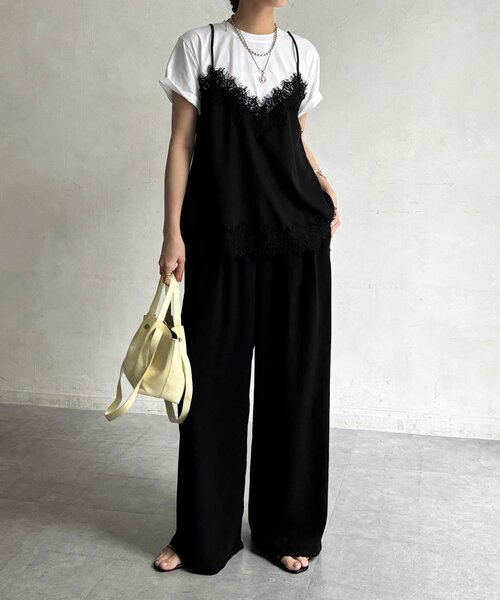 DouDou(ドゥドゥ)の「【WEB限定】キャミドッキングTEE(Tシャツ/カットソー・レディース・ブラック/チャコールグレー/ブラック系その他2/ブラウン・FREE)」の5枚目の写真