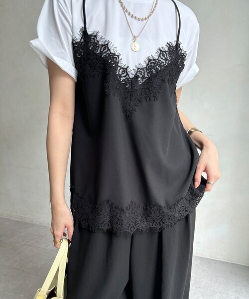 DouDou(ドゥドゥ)の「【WEB限定】キャミドッキングTEE(Tシャツ/カットソー・レディース・ブラック/チャコールグレー/ブラック系その他2/ブラウン・FREE)」の12枚目の写真