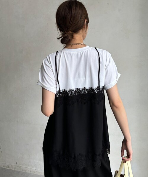 DouDou(ドゥドゥ)の「【WEB限定】キャミドッキングTEE(Tシャツ/カットソー・レディース・ブラック/チャコールグレー/ブラック系その他2/ブラウン・FREE)」の13枚目の写真
