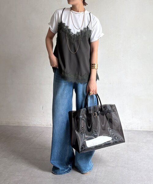 DouDou(ドゥドゥ)の「【WEB限定】キャミドッキングTEE(Tシャツ/カットソー・レディース・ブラック/チャコールグレー/ブラック系その他2/ブラウン・FREE)」の16枚目の写真