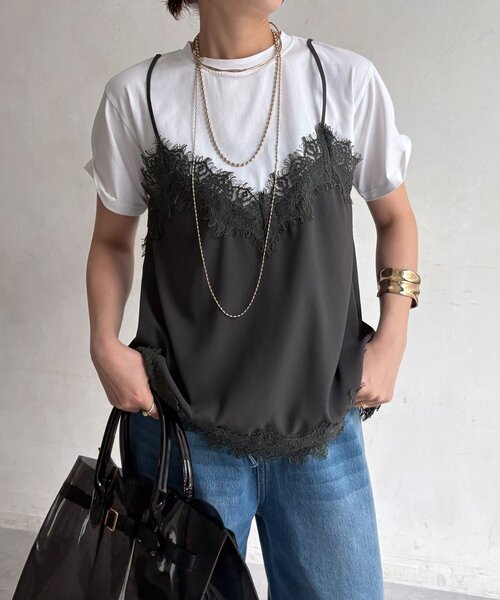 DouDou(ドゥドゥ)の「【WEB限定】キャミドッキングTEE(Tシャツ/カットソー・レディース・ブラック/チャコールグレー/ブラック系その他2/ブラウン・FREE)」の19枚目の写真