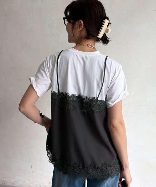 DouDou(ドゥドゥ)の「【WEB限定】キャミドッキングTEE(Tシャツ/カットソー・レディース・ブラック/チャコールグレー/ブラック系その他2/ブラウン・FREE)」の22枚目の写真