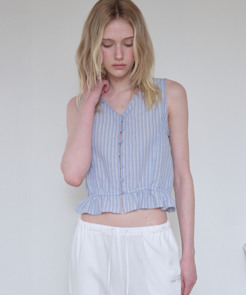 FRIVER07（フリバー07）の「V-neck lace sleeveless blouse [FRSP08BL04]_Sky blue（シャツ/ブラウス・レディース・スカイブルー・FREE）」の2枚目の写真