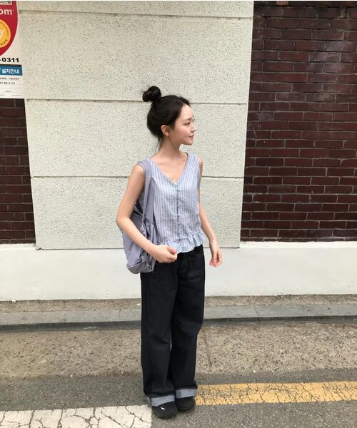 FRIVER07（フリバー07）の「V-neck lace sleeveless blouse [FRSP08BL04]_Sky blue（シャツ/ブラウス・レディース・スカイブルー・FREE）」の3枚目の写真