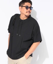 Tシャツ 半袖 メンズ 大きいサイズ ヒヤテック ストレッチ ピケ ドローコード スピンドルネックシャツ B＆T CLUB (ビーアンドティークラブ)