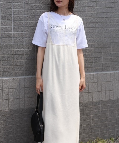 Bab(バブ)の「【サイズ展開あり】レーススカラップマットサテンキャミワンピース(ワンピース・レディース・ブラック/アイボリー・M/S)」の16枚目の写真