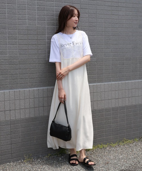 Bab(バブ)の「【サイズ展開あり】レーススカラップマットサテンキャミワンピース(ワンピース・レディース・ブラック/アイボリー・M/S)」の17枚目の写真