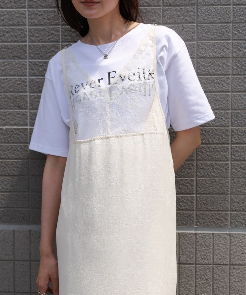 Bab(バブ)の「【サイズ展開あり】レーススカラップマットサテンキャミワンピース(ワンピース・レディース・ブラック/アイボリー・M/S)」の18枚目の写真