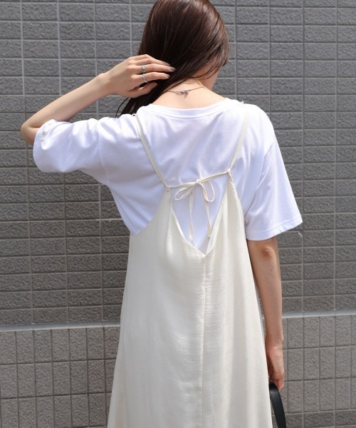 Bab(バブ)の「【サイズ展開あり】レーススカラップマットサテンキャミワンピース(ワンピース・レディース・ブラック/アイボリー・M/S)」の20枚目の写真