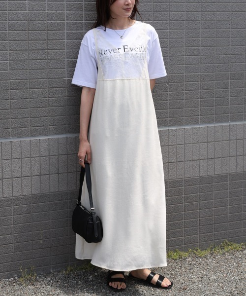 Bab(バブ)の「【サイズ展開あり】レーススカラップマットサテンキャミワンピース(ワンピース・レディース・ブラック/アイボリー・M/S)」の21枚目の写真