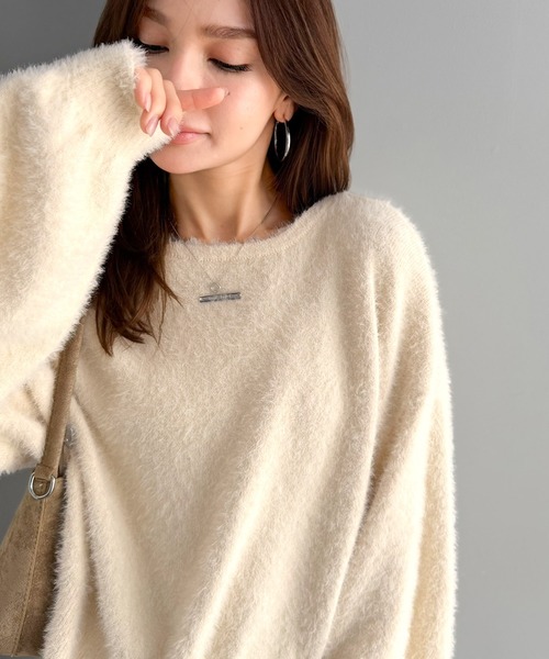 mily bilet(ミウィビレット)の「【mily bilet】前も後ろも、リボンで映える。前後2wayレースアップフェザーニットカーディガン(カーディガン/ボレロ・レディース・イエロー/チャコールグレー/ピンク/アイボリー・X-LARGE/LARGE/SMALL/MEDIUM)」の6枚目の写真