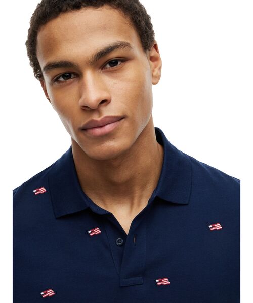 TOMMY HILFIGER（トミーヒルフィガー）の「レギュラーフィットシグネチャー刺繍ポロシャツ（ポロシャツ・メンズ・ホワイト/ネイビー・X-LARGE/SMALL/MEDIUM/LARGE）」の9枚目の写真