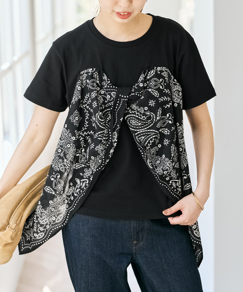 Spick & Span(スピックアンドスパン)の「《追加》manipuri / マニプリ Tシャツビスチェ(Tシャツ/カットソー・レディース・ホワイト/ブラック・FREE)」の5枚目の写真