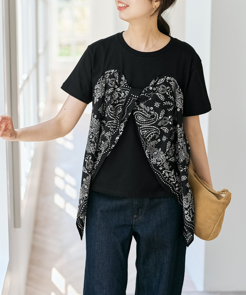 Spick & Span(スピックアンドスパン)の「《追加》manipuri / マニプリ Tシャツビスチェ(Tシャツ/カットソー・レディース・ホワイト/ブラック・FREE)」の7枚目の写真