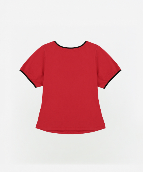 UPDRAFT（アップドラフト）の「APPLIQUE RINGER SLIM T-SHIRTS [BERRY RED]（Tシャツ/カットソー・レディース・その他・FREE）」の4枚目の写真