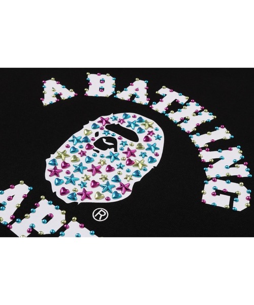 A BATHING APE（アベイシングエイプ）の「COLOR STUD COLLEGE MINI TEE（Tシャツ/カットソー・レディース・ピンク/ブラック・SMALL/MEDIUM/LARGE）」の5枚目の写真