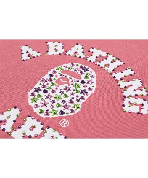 A BATHING APE（アベイシングエイプ）の「COLOR STUD COLLEGE MINI TEE（Tシャツ/カットソー・レディース・ピンク/ブラック・SMALL/MEDIUM/LARGE）」の6枚目の写真