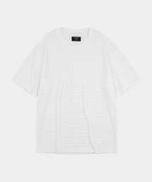 エアウェーブシャールストライプ半袖Tシャツアイボリー