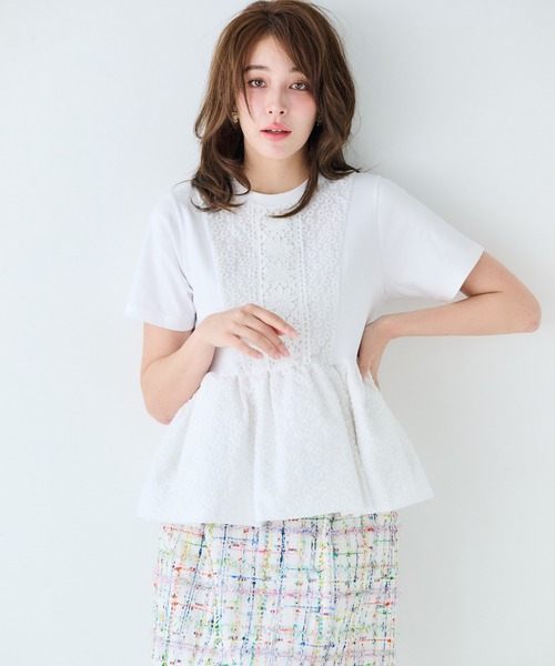 Chesty(チェスティー)の「レースバルーンTシャツ(Tシャツ/カットソー・レディース・ミント/ネイビー/オフホワイト・FREE)」の14枚目の写真