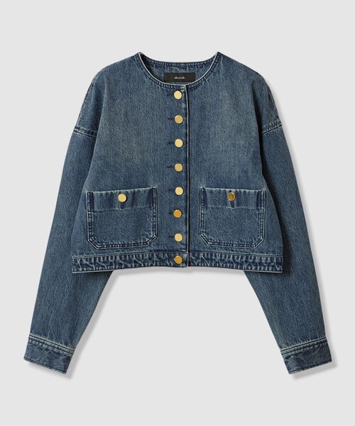 allureville(アルアバイル)の「デニムノーカラージャケット(ノーカラージャケット・レディース・インディゴブルー・2/1)」の8枚目の写真