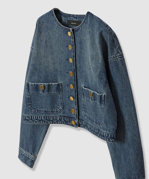 allureville(アルアバイル)の「デニムノーカラージャケット(ノーカラージャケット・レディース・インディゴブルー・2/1)」の9枚目の写真