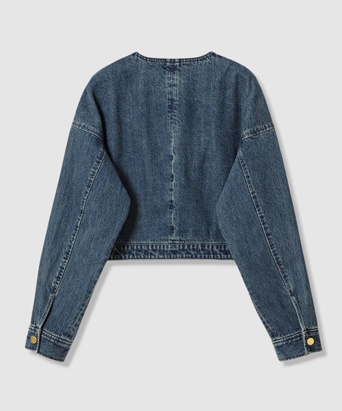 allureville(アルアバイル)の「デニムノーカラージャケット(ノーカラージャケット・レディース・インディゴブルー・2/1)」の14枚目の写真