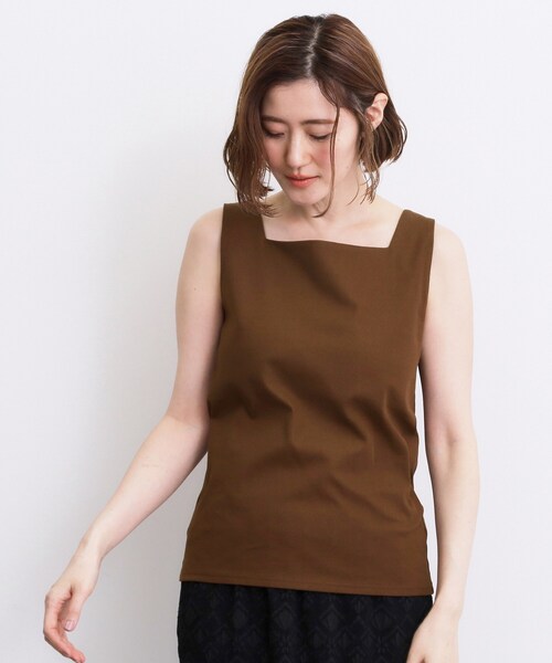 grove(グローブ)の「【透けにくい】ダブルフロントタンク(Tシャツ/カットソー・レディース・ナチュラル/ブラウン系その他/オフホワイト/ブラック・03/01/02)」の19枚目の写真