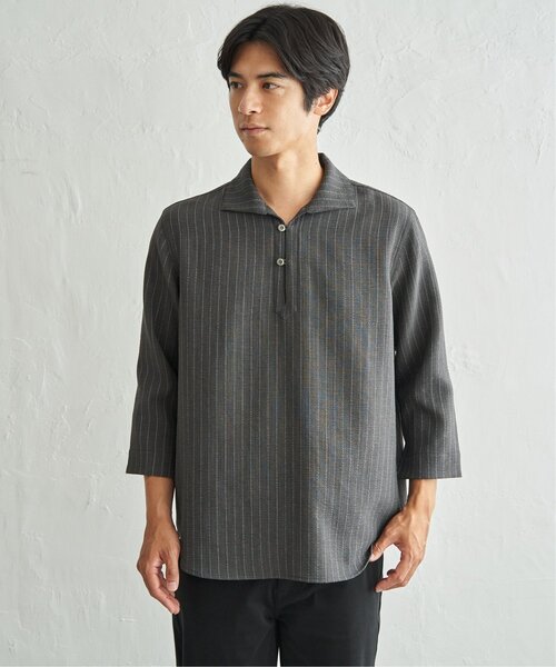 ikka(イッカ)の「プルオーバー七分袖シャツ(シャツ/ブラウス・メンズ・チャコール/ホワイト/ネイビー・S/L/M/XL)」の2枚目の写真