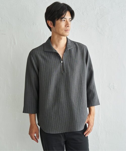 ikka(イッカ)の「プルオーバー七分袖シャツ(シャツ/ブラウス・メンズ・チャコール/ホワイト/ネイビー・S/L/M/XL)」の16枚目の写真