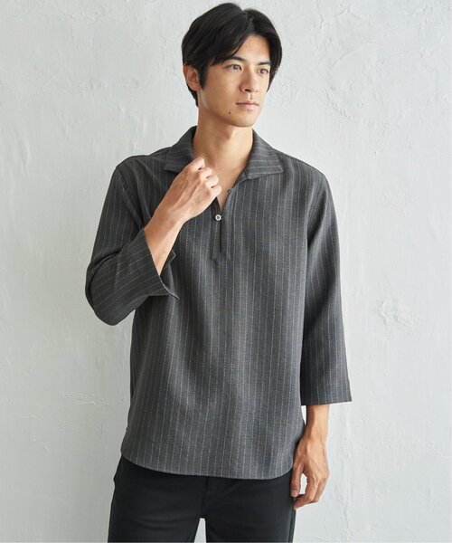 ikka(イッカ)の「プルオーバー七分袖シャツ(シャツ/ブラウス・メンズ・チャコール/ホワイト/ネイビー・S/L/M/XL)」の17枚目の写真