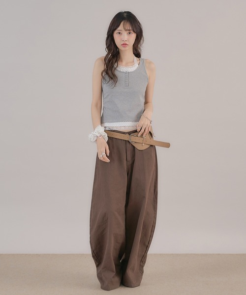 apres jour mignon（アプレジュールミニョン）の「ホルターレイヤードヘンリータンク（タンクトップ・レディース・杢グレー/モカ/ブルー/ブラウン系その他/ピンク・フリー/LARGE）」の8枚目の写真