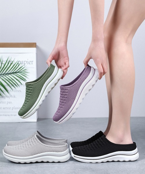 Miniministore（ミニミニストア）の「メッシュニットスリッポン厚底 快適靴軽量（スリッポン・レディース・ブラック/パープル/グレー/カーキ・23.5cm/24.5cm/23.0cm/24.0cm/25.0cm）」の15枚目の写真