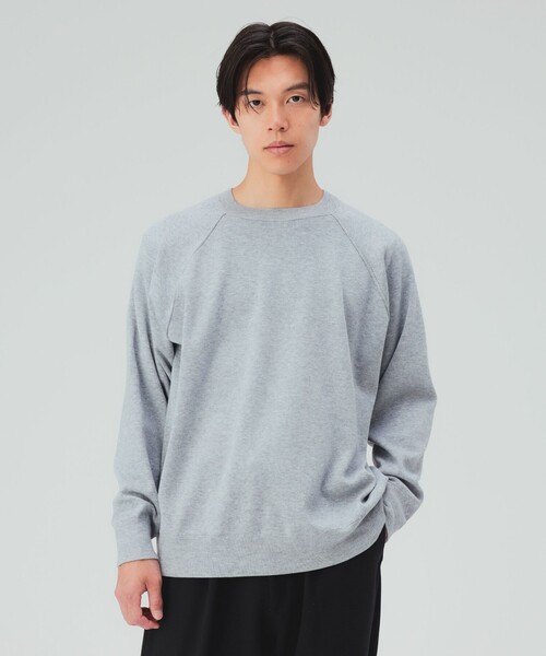 BEAMS HEART(ビームスハート)の「リラックス スウェットライク ニット(ニット/セーター・メンズ・ブラック系その他4/ライトグレー/レッド・MEDIUM/SMALL/X-LARGE/LARGE)」の1枚目の写真