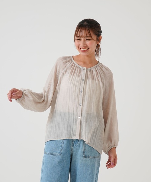 HEART MARKET(ハートマーケット)の「ふんわりシアーブラウス(シャツ/ブラウス・レディース・グレイッシュベージュ/グリーン/ブラック/レッド/チャコール・FREE)」の3枚目の写真
