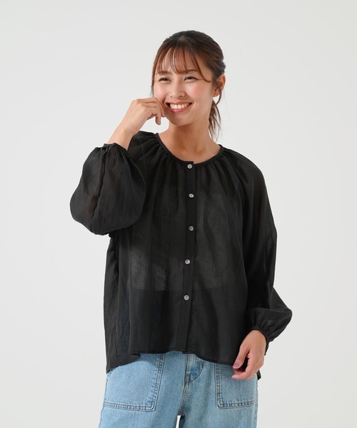 HEART MARKET(ハートマーケット)の「ふんわりシアーブラウス(シャツ/ブラウス・レディース・グレイッシュベージュ/グリーン/ブラック/レッド/チャコール・FREE)」の1枚目の写真