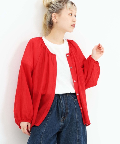 HEART MARKET(ハートマーケット)の「ふんわりシアーブラウス(シャツ/ブラウス・レディース・グレイッシュベージュ/グリーン/ブラック/レッド/チャコール・FREE)」の11枚目の写真