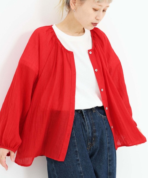 HEART MARKET(ハートマーケット)の「ふんわりシアーブラウス(シャツ/ブラウス・レディース・グレイッシュベージュ/グリーン/ブラック/レッド/チャコール・FREE)」の14枚目の写真