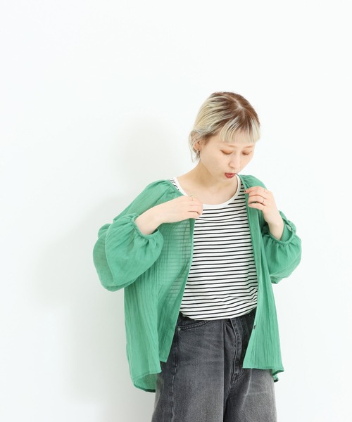 HEART MARKET(ハートマーケット)の「ふんわりシアーブラウス(シャツ/ブラウス・レディース・グレイッシュベージュ/グリーン/ブラック/レッド/チャコール・FREE)」の18枚目の写真