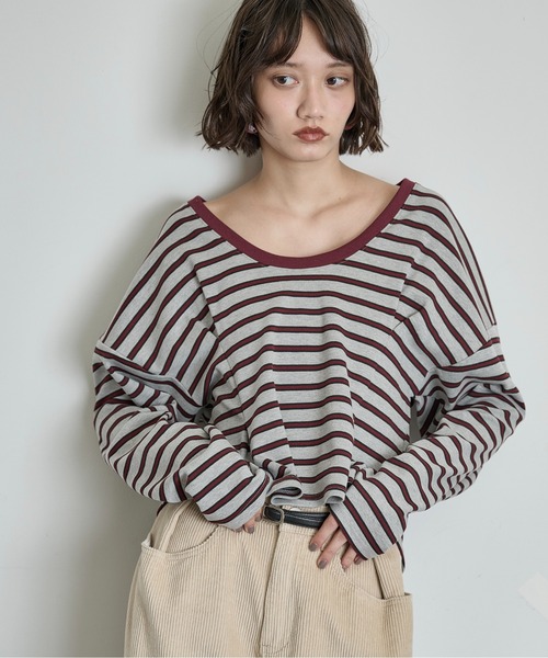 THE YOn（ザヨン）の「ウエストタックボーダートップス（Tシャツ/カットソー・レディース・グレー/ブラック/アイボリー・FREE）」の17枚目の写真