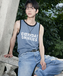 DRUNKTXT（ドランクテキスト）の「[Drunktxt x Khaki Studio] Drinkies Stripe Tank Top [Sky Blue]（Tシャツ/カットソー）」