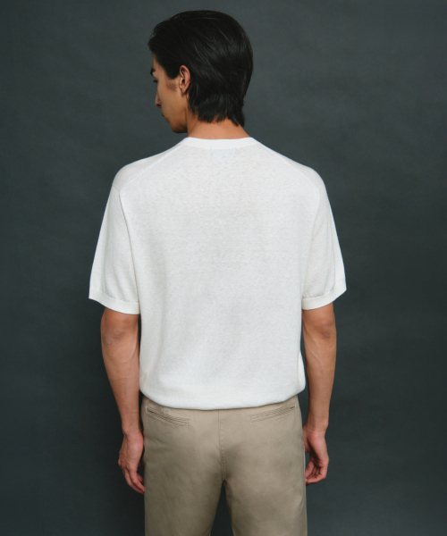 MUSINSA STANDARD（ムシンサスタンダード）の「[プラス] シルク&カシミヤブレンド 半袖ニット [アイボリー]（ニット/セーター・レディース・その他・SMALL/MEDIUM/LARGE/X-LARGE/2XL）」の3枚目の写真