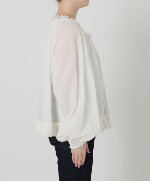 SLOBE IENA（スローブイエナ）の「crinkle crinkle crinkle SLOBE別注 レースギャザー2WAYブラウス（シャツ/ブラウス・レディース・ホワイト・FREE）」の12枚目の写真