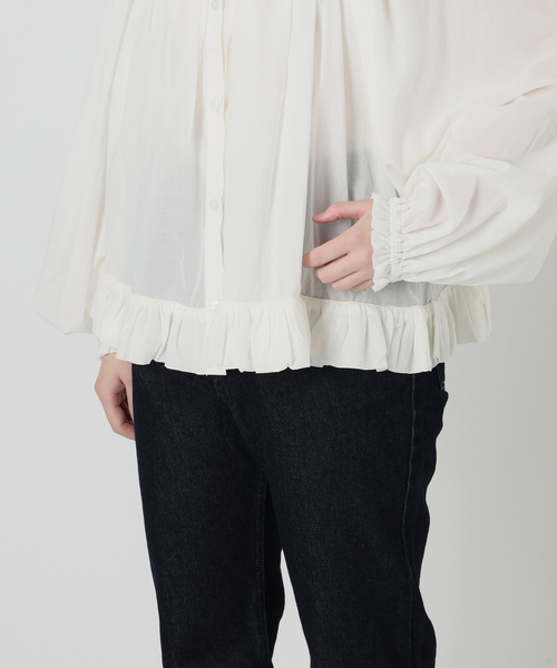 SLOBE IENA（スローブイエナ）の「crinkle crinkle crinkle SLOBE別注 レースギャザー2WAYブラウス（シャツ/ブラウス・レディース・ホワイト・FREE）」の14枚目の写真