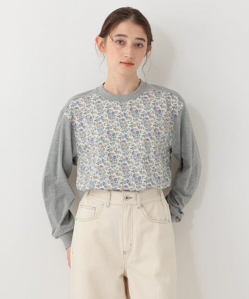 Afternoon Tea(アフタヌーンティー)の「【Afternoon Tea別注】切替プルオーバー/リバティプリント(Tシャツ/カットソー・レディース・ネイビー/グレー・MEDIUM)」の1枚目の写真