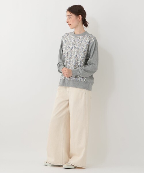 Afternoon Tea(アフタヌーンティー)の「【Afternoon Tea別注】切替プルオーバー/リバティプリント(Tシャツ/カットソー・レディース・ネイビー/グレー・MEDIUM)」の5枚目の写真