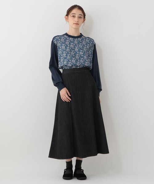 Afternoon Tea(アフタヌーンティー)の「【Afternoon Tea別注】切替プルオーバー/リバティプリント(Tシャツ/カットソー・レディース・ネイビー/グレー・MEDIUM)」の8枚目の写真