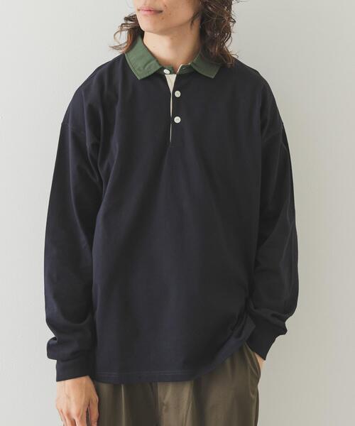 URBAN RESEARCH Sonny Label(アーバンリサーチサニーレーベル)の「ラグビーカラーロングスリーブシャツ(Tシャツ/カットソー・メンズ・ホワイト/ブラウン/ネイビー・LARGE/MEDIUM)」の1枚目の写真