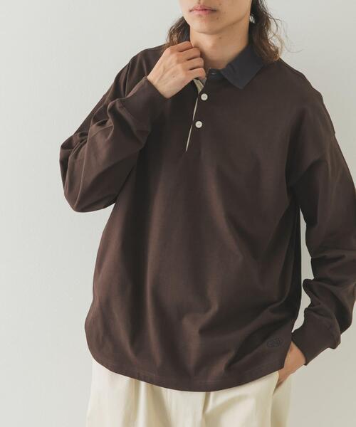 URBAN RESEARCH Sonny Label(アーバンリサーチサニーレーベル)の「ラグビーカラーロングスリーブシャツ(Tシャツ/カットソー・メンズ・ホワイト/ブラウン/ネイビー・LARGE/MEDIUM)」の3枚目の写真