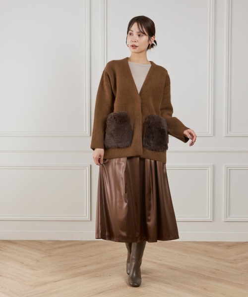 LE SOUK(ルスーク)の「ラクーン接結編みニットジャケット(カーディガン/ボレロ・レディース・ブラウン/チャコールグレー・フリー)」の21枚目の写真