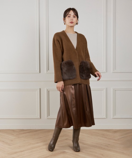 LE SOUK(ルスーク)の「ラクーン接結編みニットジャケット(カーディガン/ボレロ・レディース・ブラウン/チャコールグレー・フリー)」の15枚目の写真